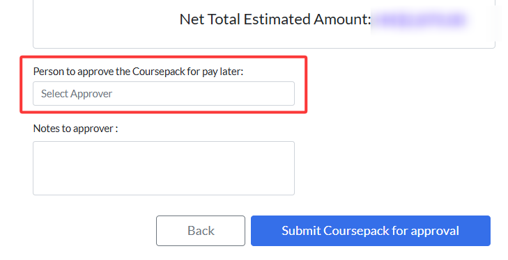 choose approver for the coursepack